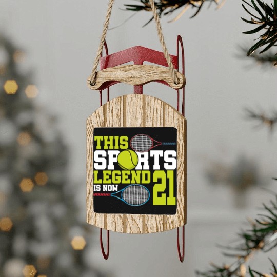 This Sports Legend Is Now 21, Tennis 21st Birthday Sled Ornaments