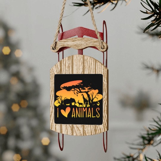 Wild Animal Lover Safari Sunset African Sled Ornaments