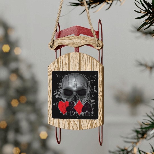 Heavy Metal Punk Poker Skull Sled Ornaments