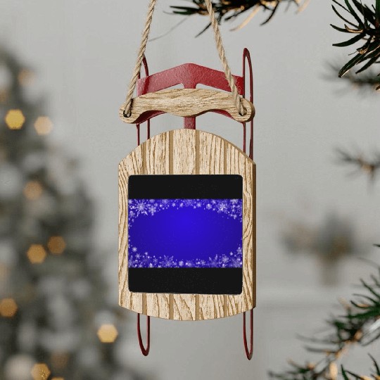 Modern Navy Blue Snowflakes Pattern Sled Ornaments