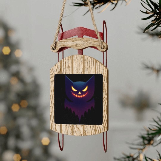 Bat Pumpkin Halloween Sled Ornaments