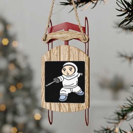 Cartoon kid fencing Sled Ornaments