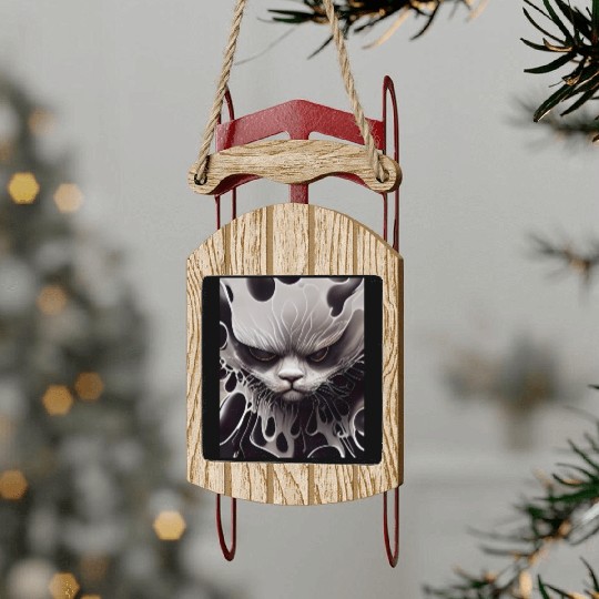 Angry Cat Sled Ornaments