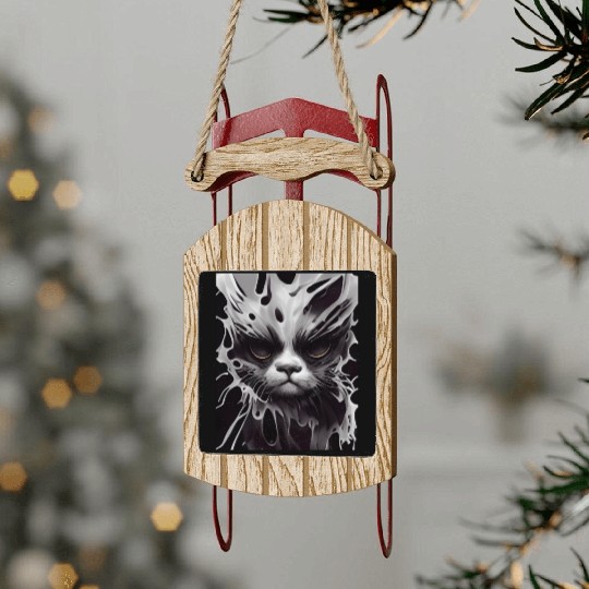 Angry Cat Sled Ornaments