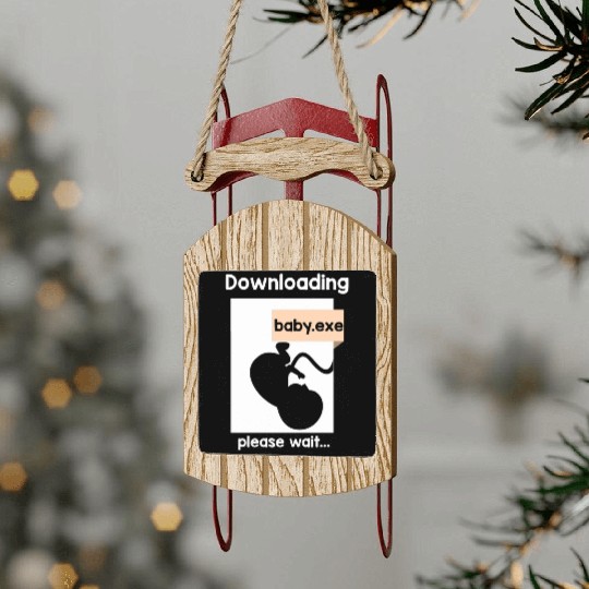 New Baby Loading Computer Science New Dad Mom Sled Ornaments