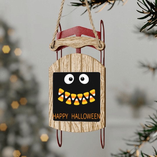 Cute Candy Corn Face For Halloween Costume Sled Ornaments