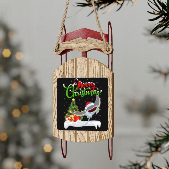 Stingray Fish Lover Xmas Lighting Christmas Sled Ornaments