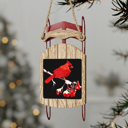 Awesome Red Cardinal Birds Gift Nature Lover Funny Sled Ornaments