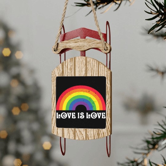 Love Is Love Rainbow Gay Pride Lgbtq Pride Flag Sled Ornaments