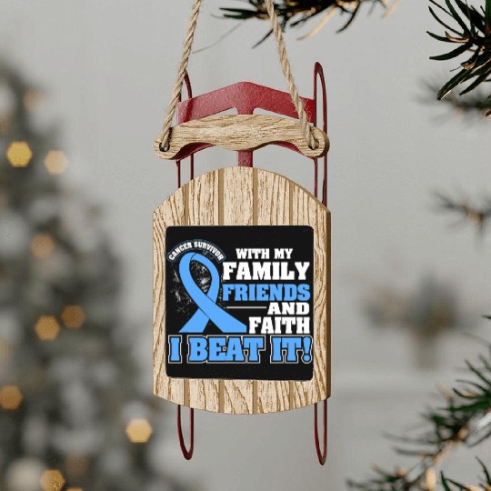 Family Faith I Beat It Prostate Cancer Awareness Sled Ornaments