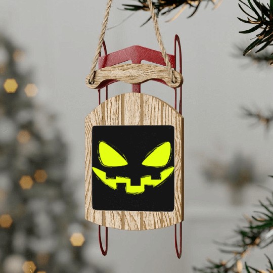 Pumpkin Halloween Sled Ornaments