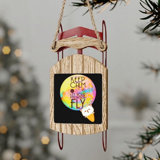 Fly to The Imagination Cute Design Positive Quote Sled Ornaments