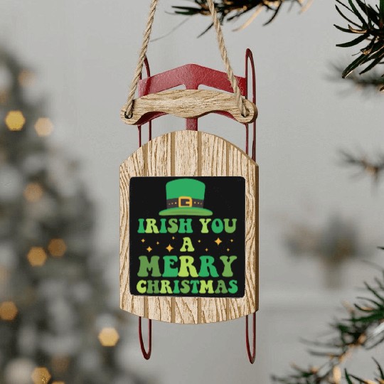 Irish You A Merry Christmas Holiday Sled Ornaments