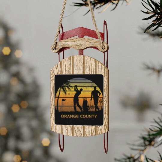 Retro Orange County Golf Golfing Fan Golfer Gift Sled Ornaments