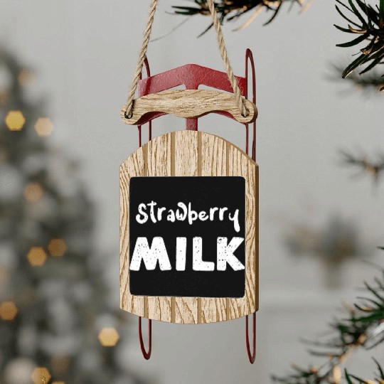 Strawberry Milk - Cow Sled Ornaments