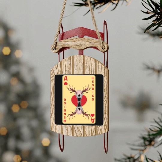 Folk Creature Card Wendigo Halloween Cryptid Sled Ornaments