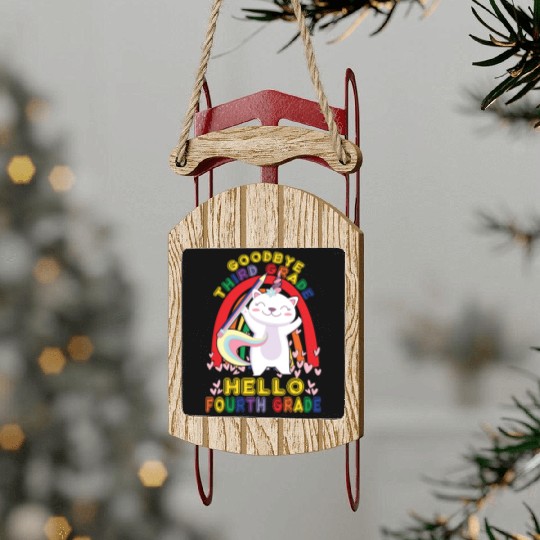 Goodbye 3rd Grade Hello Fourth Grade Student Sled Ornaments