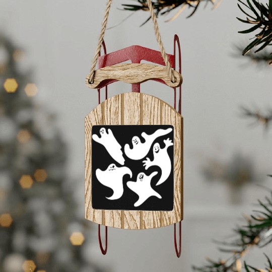 Halloween Ghosts Sled Ornaments