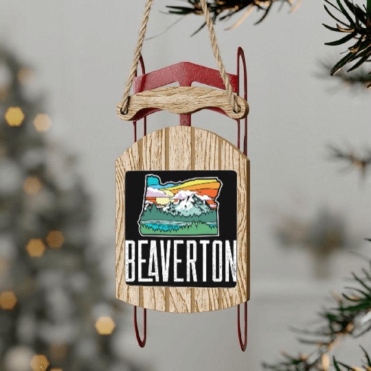 Beaverton Vintage Oregon Nature Outdoors Retro Gra Sled Ornaments