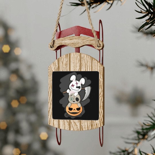 Grim Reaper Killer Bunny - Halloween Sled Ornaments