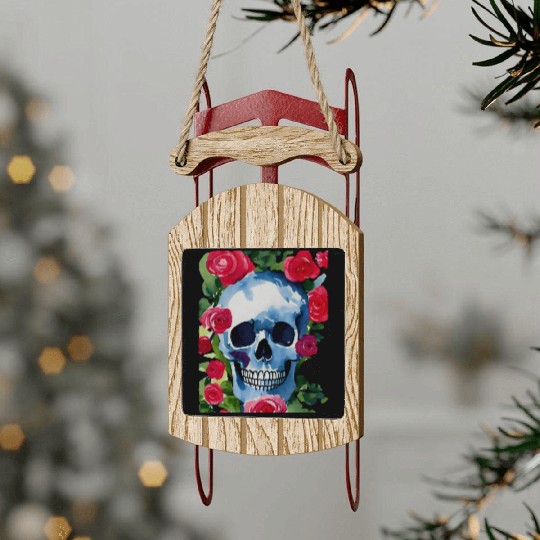 Skull and Roses - Garden Of Roses Sled Ornaments
