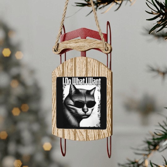 I Do What I Want Realistic Cat Sunglasses Gift Sled Ornaments