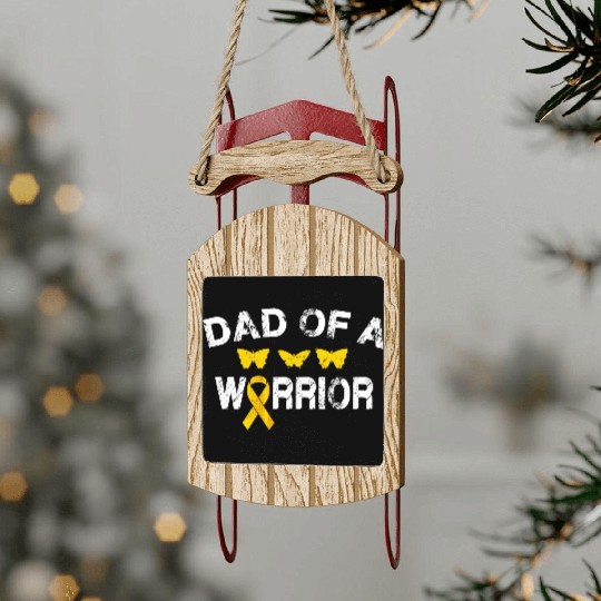 dad Of A Warrior Childhood Cancer Awareness Suppor Sled Ornaments