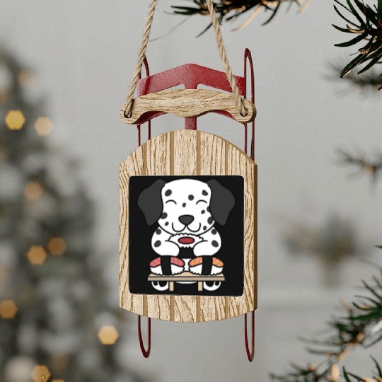 Sushi Lover Dalmatian Sled Ornaments