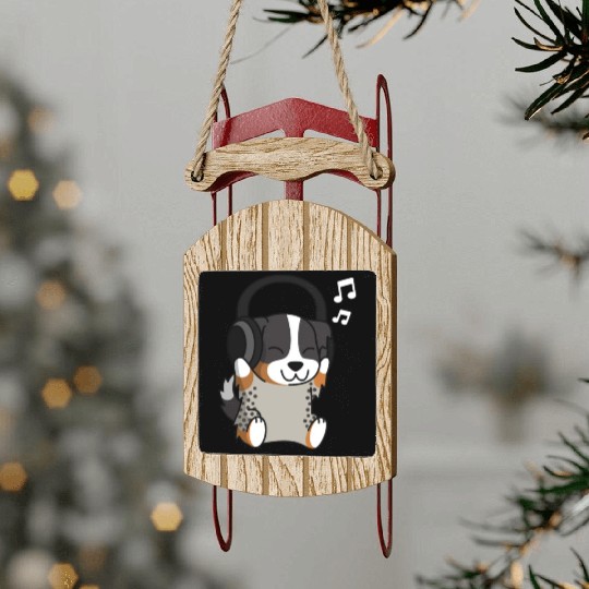 Music Lover Australian Shepherd Sled Ornaments