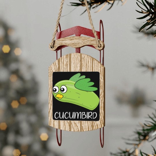 Cucumbird Vegetarian Vegetable Vegan Cucumber Sled Ornaments