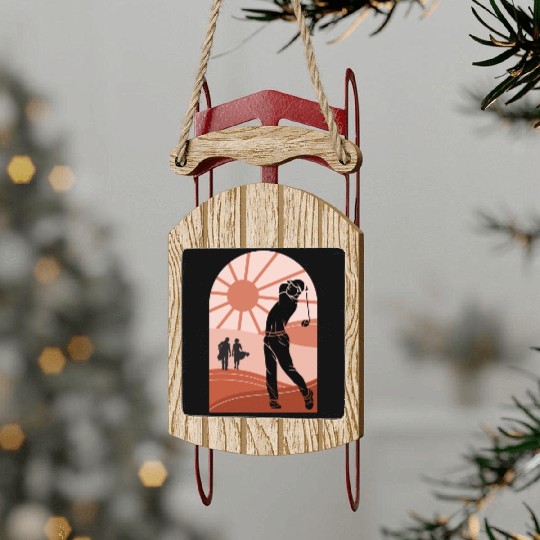 Golf Retro Sunset Sled Ornaments