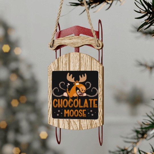 Chocolate Moose Wildlife Animal Alces Choco Deer Sled Ornaments