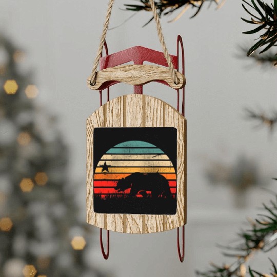 California Bear Sled Ornaments