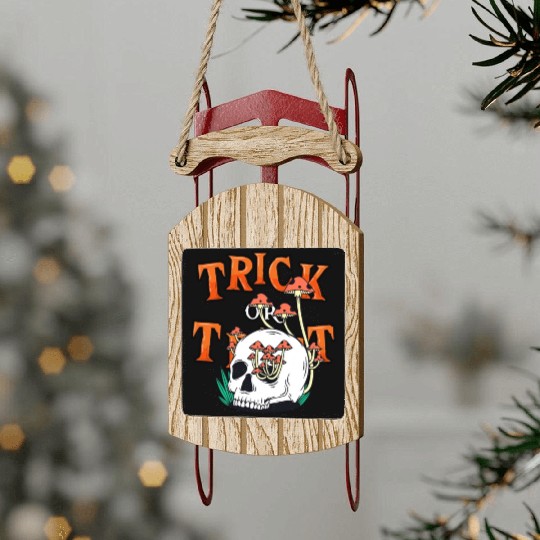 Trick or Treat People With Kindness Skeleton Hallo Sled Ornaments