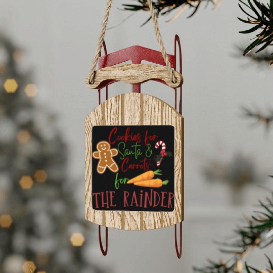 Christmas Cookie Graphic Sled Ornaments