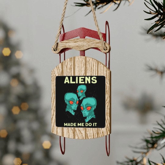 Alien Extraterrestrial Area 51 UFO Space Geek Gift Sled Ornaments