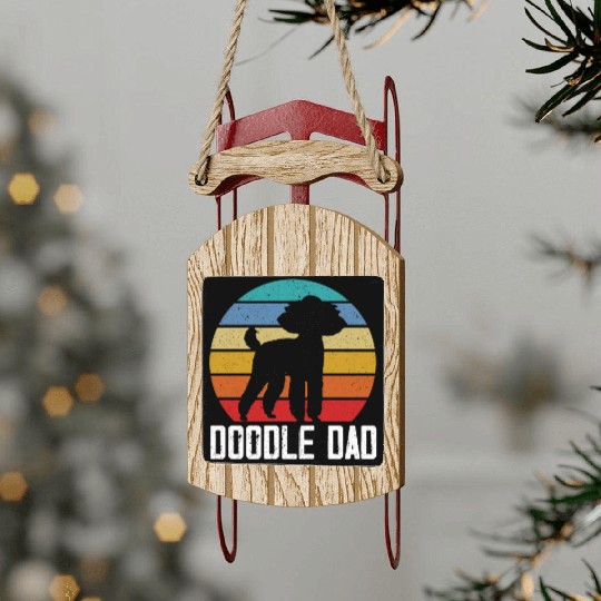 Doodle Dad Goldendoodle Dog Lover Puppy Paw Love Sled Ornaments