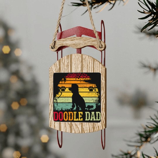 Doodle Dad Goldendoodle Dog Lover Puppy Paw Love Sled Ornaments