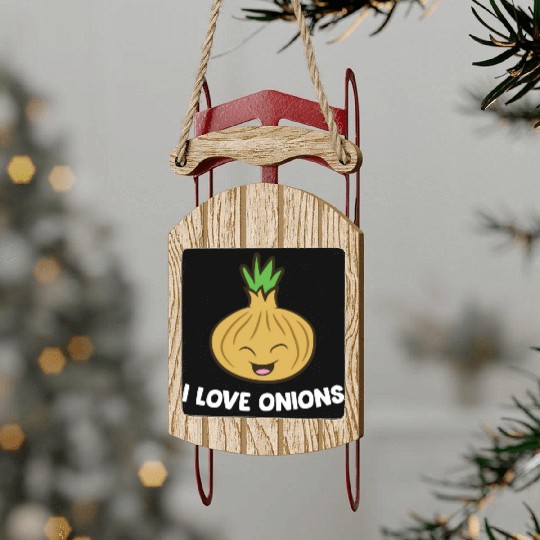 Onion - I love onions Sled Ornaments
