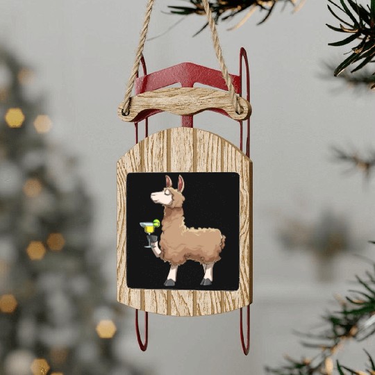Funny Alpaca Drinks Cocktail for a Alpaca lover Sled Ornaments