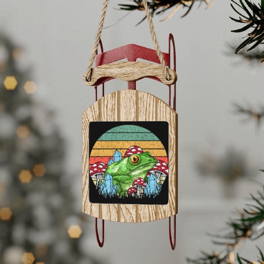 Retro Realistic Toad Frog Mushrooms Sled Ornaments