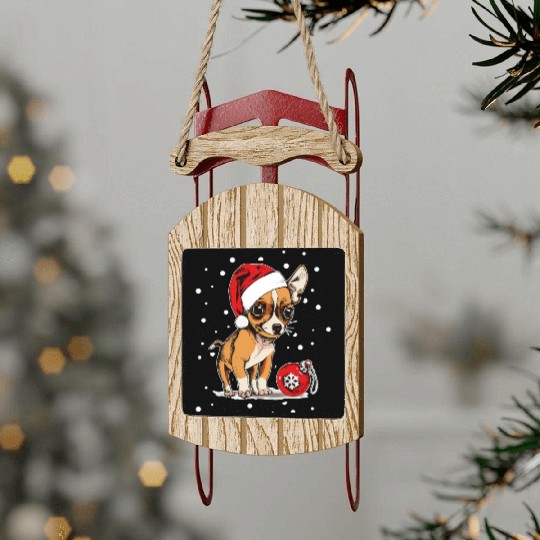 Chihuahua Christmas Cute Chihuahua Lover Xmas Gift Sled Ornaments
