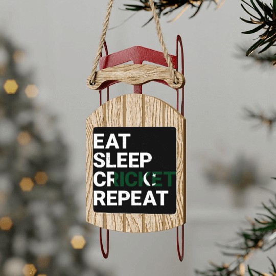Eat Sleep Cricket Repeat PK Flag Sports Gift Sled Ornaments