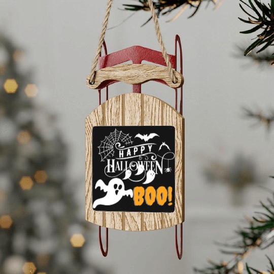 Boo scary Halloween Sled Ornaments