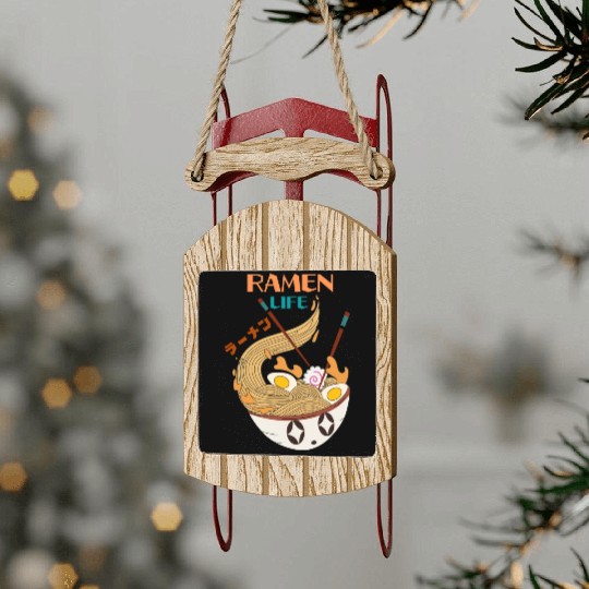 Ramen Mushroom Crossword-japanese noodles Sled Ornaments