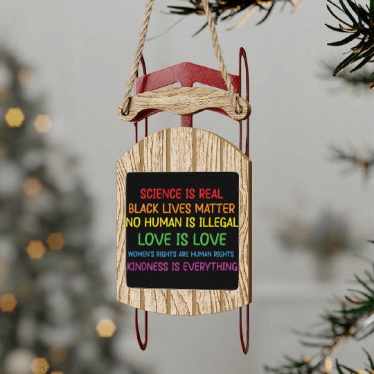 LBGT Flag Gay Pride Human Vintage Rainbow Sled Ornaments