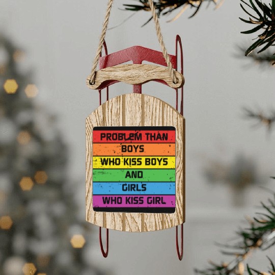 LBGT Flag Gay Pride Human Vintage Rainbow Sled Ornaments