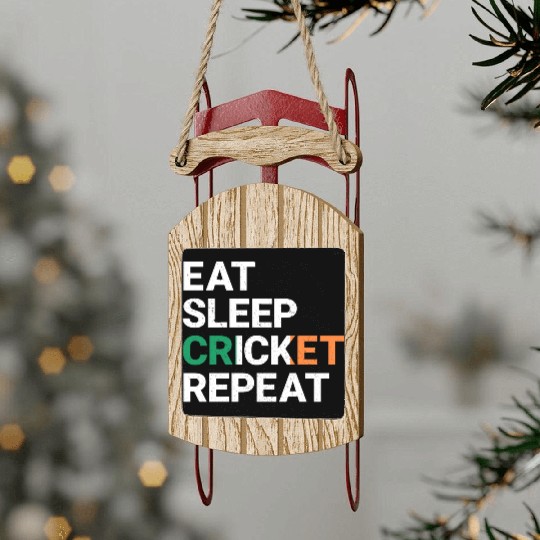 Eat Sleep Cricket Repeat Ireland Flag Sports Gift Sled Ornaments