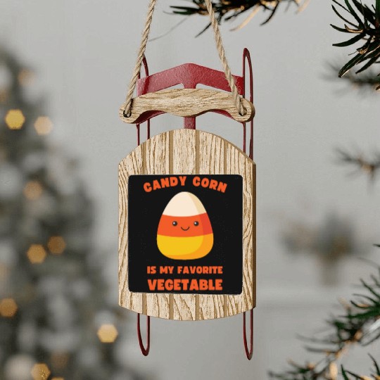 LAZY COSTUME CANDY CORN IS MY FAVORITE VEGETABLE Sled Ornaments