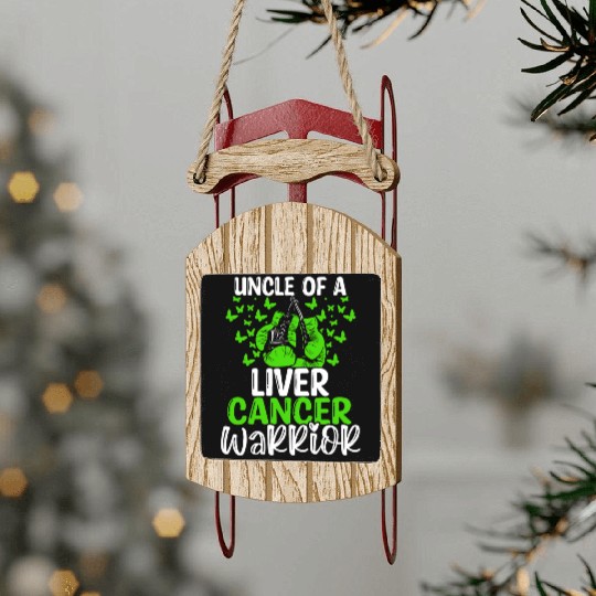 Liver Cancer Awareness Uncle Nephew Niece Sled Ornaments
